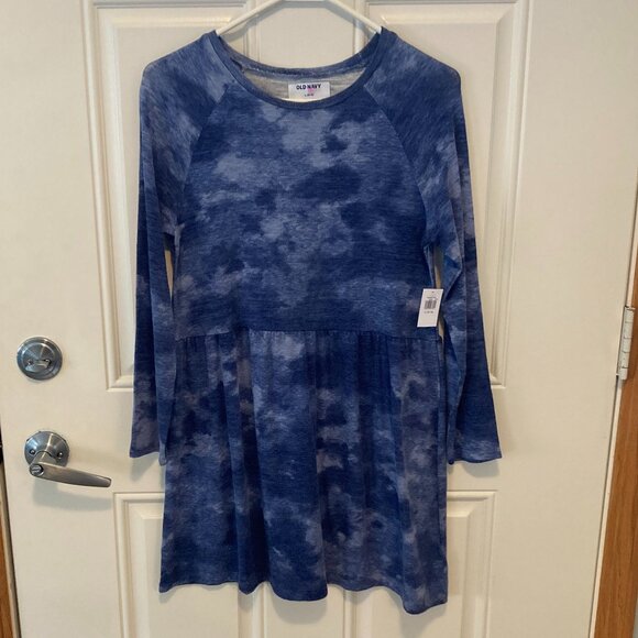 Old Navy Kids Girls NWT Size L (10-12) Blue Tie Dye Dress - Picture 1 of 8